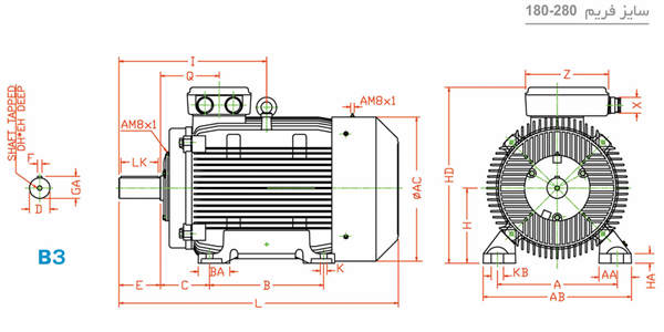 الکتروموتور  250M2 55-3000 55F 380/660