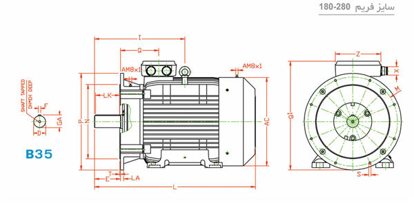 الکتروموتور  200L6B 22-1000 55F 380/660 B35