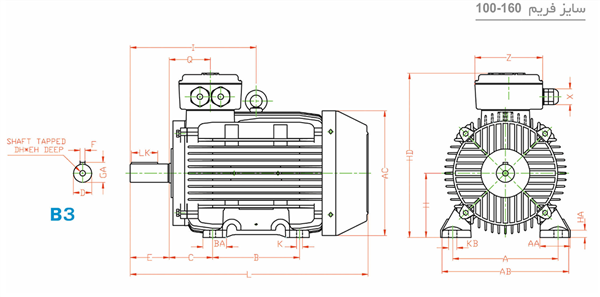الکتروموتور 132M2B 7.5-3000 55F 380/660 InDuچدنی